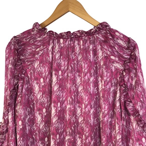 Ophelia Roe Blouse Women's XL Long Sleeve Pink Ruffle Sheer Business Casual Work - Picture 9 of 15